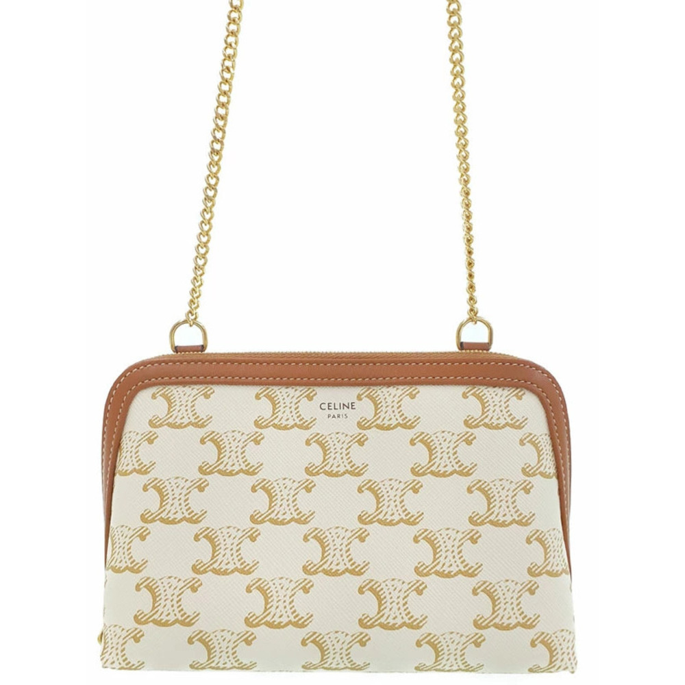 Celine Triomphe Canvas Chain Clutch Shoulder Bag - Picture 1 of 9